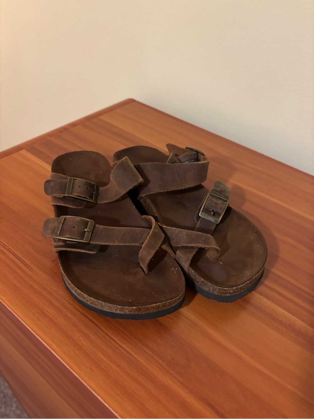 Birkenstock Brown Leather Double-Strap Women's Sandals with Buckles